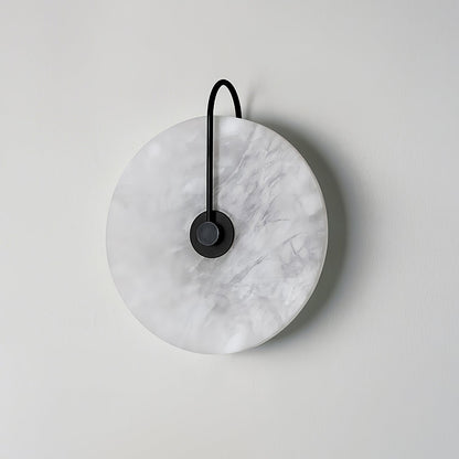 Round Alabaster Disc Wall Light with Slim Arm - Arrielight