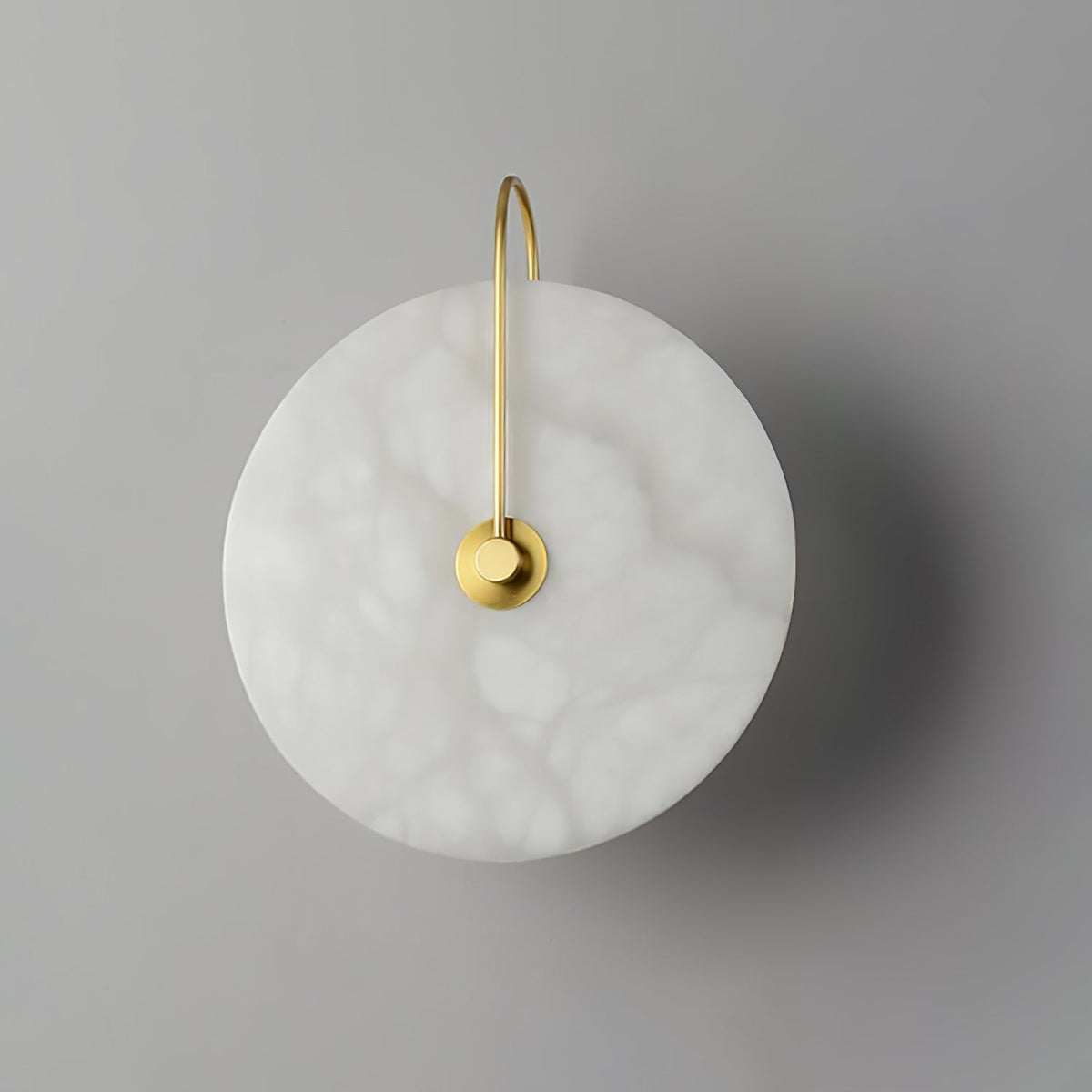 Round Alabaster Disc Wall Light with Slim Arm - Arrielight