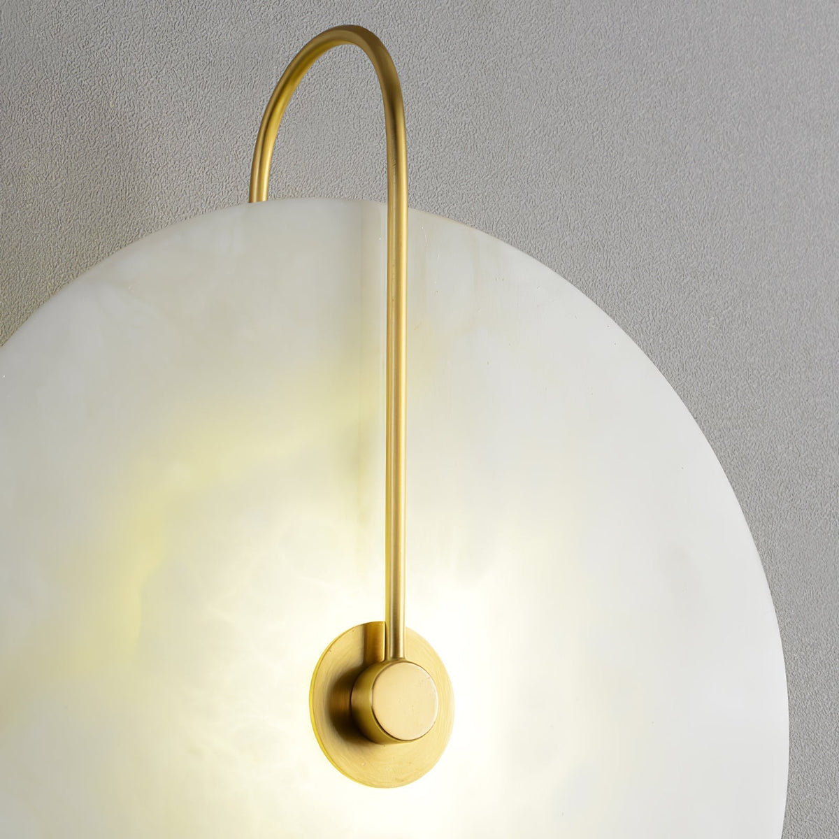 Round Alabaster Disc Wall Light with Slim Arm - Arrielight