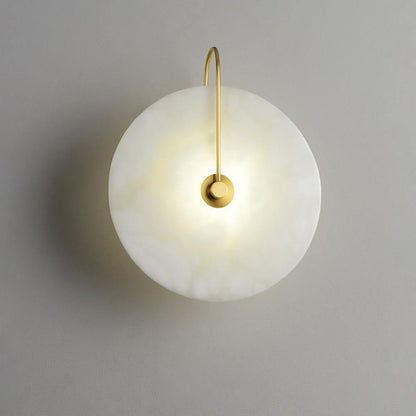 Round Alabaster Disc Wall Light with Slim Arm - Arrielight