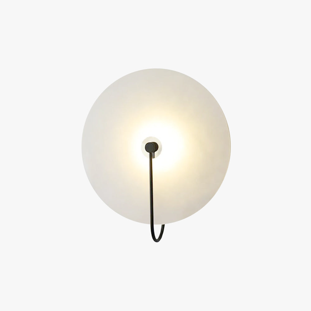 Round Alabaster Disc Wall Light with Slim Arm - Arrielight