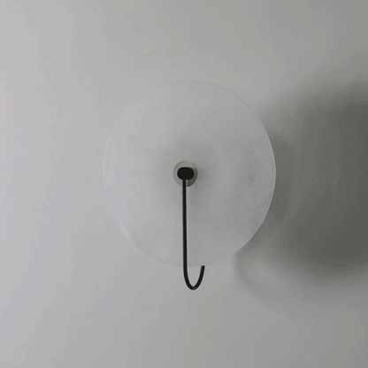 Round Alabaster Disc Wall Light with Slim Arm - Arrielight