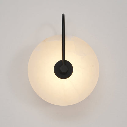 Round Alabaster Disc Wall Light with Slim Arm - Arrielight