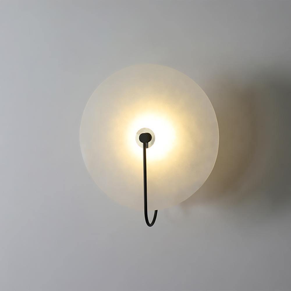 Round Alabaster Disc Wall Light with Slim Arm - Arrielight