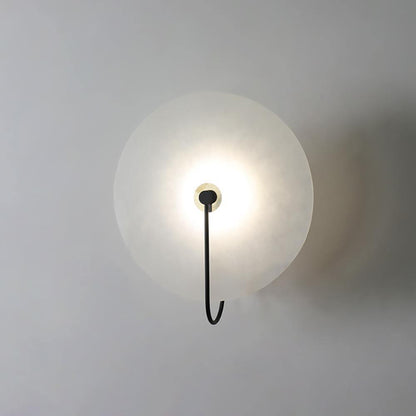 Round Alabaster Disc Wall Light with Slim Arm - Arrielight