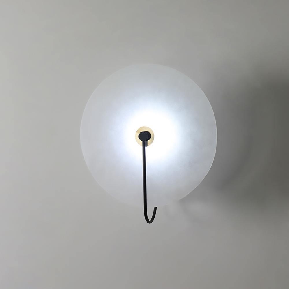Round Alabaster Disc Wall Light with Slim Arm - Arrielight