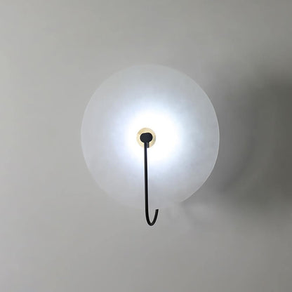 Round Alabaster Disc Wall Light with Slim Arm - Arrielight