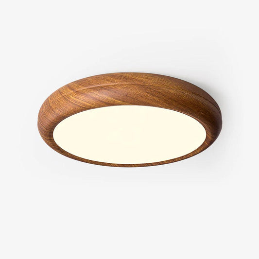 Round Wood-Effect LED Flush Ceiling Light - Arrielight