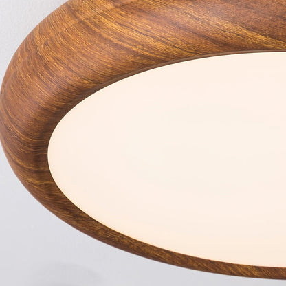 Round Wood-Effect LED Flush Ceiling Light - Arrielight