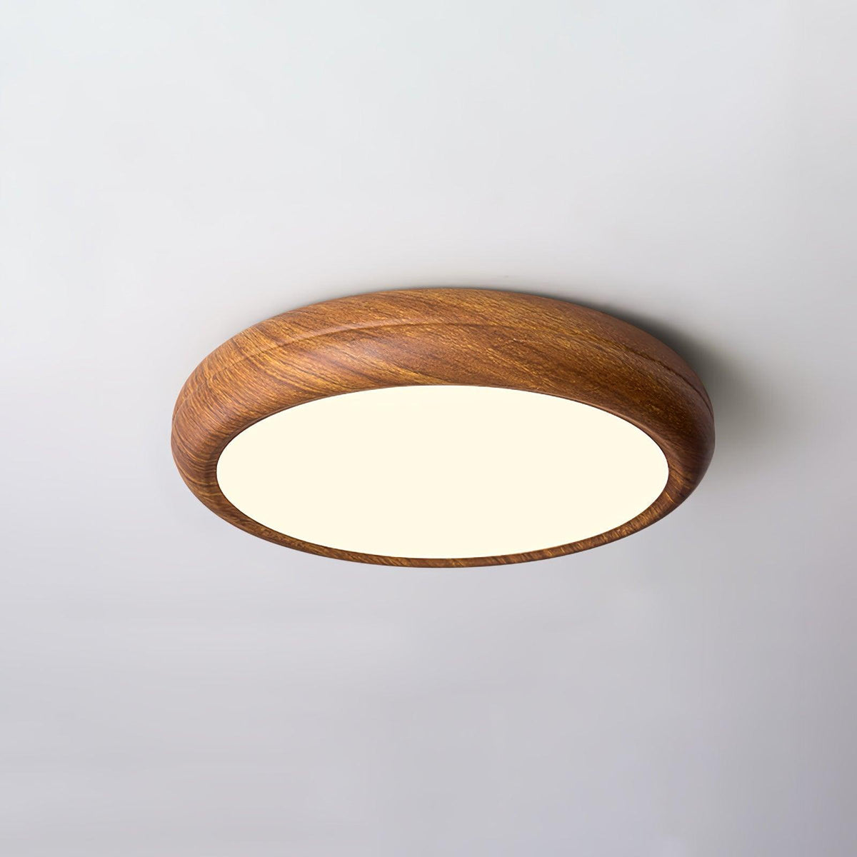 Round Wood-Effect LED Flush Ceiling Light - Arrielight