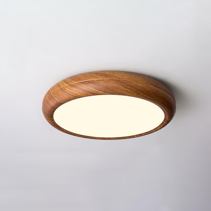 Round Wood-Effect LED Flush Ceiling Light - Arrielight