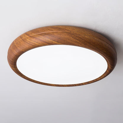 Round Wood-Effect LED Flush Ceiling Light - Arrielight