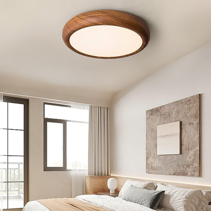 Round Wood-Effect LED Flush Ceiling Light - Arrielight