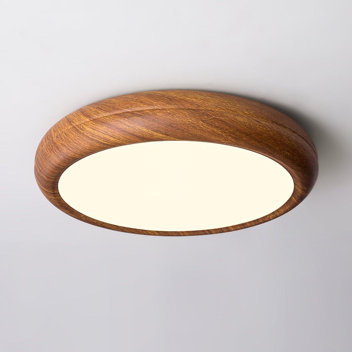 Round Wood-Effect LED Flush Ceiling Light - Arrielight