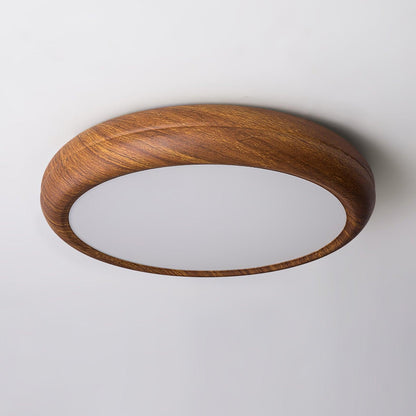 Round Wood-Effect LED Flush Ceiling Light - Arrielight
