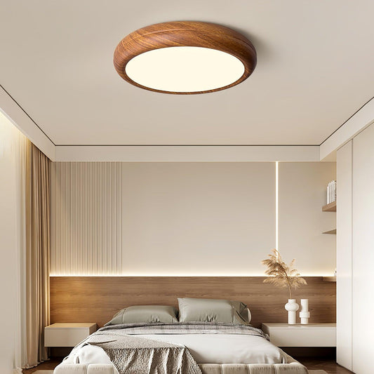 Round Wood-Effect LED Flush Ceiling Light - Arrielight