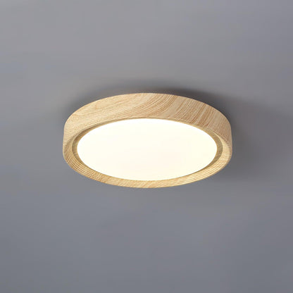 Round Wood-Effect LED Flush Ceiling Light - Arrielight