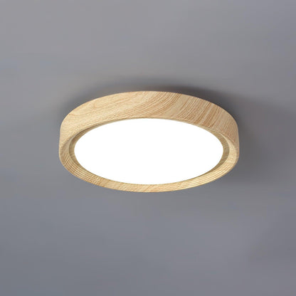 Round Wood-Effect LED Flush Ceiling Light - Arrielight