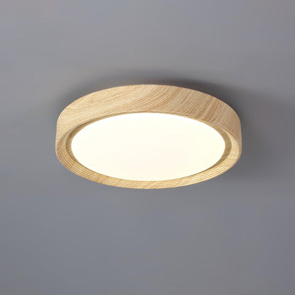 Round Wood-Effect LED Flush Ceiling Light - Arrielight