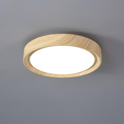 Round Wood-Effect LED Flush Ceiling Light - Arrielight
