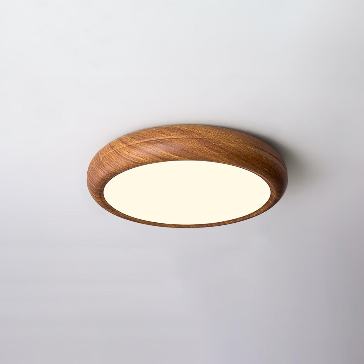 Round Wood-Effect LED Flush Ceiling Light - Arrielight