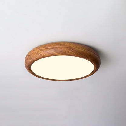 Round Wood-Effect LED Flush Ceiling Light - Arrielight