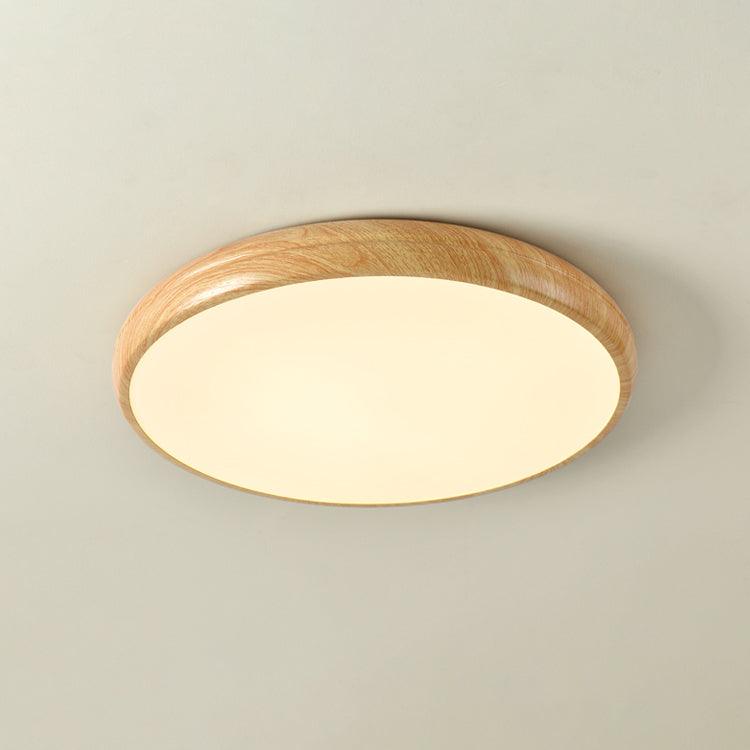 Round Wood-Effect LED Flush Ceiling Light - Arrielight