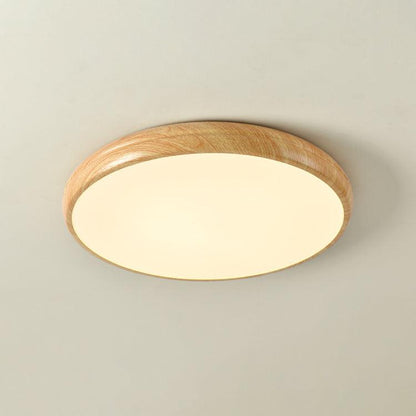 Round Wood-Effect LED Flush Ceiling Light - Arrielight