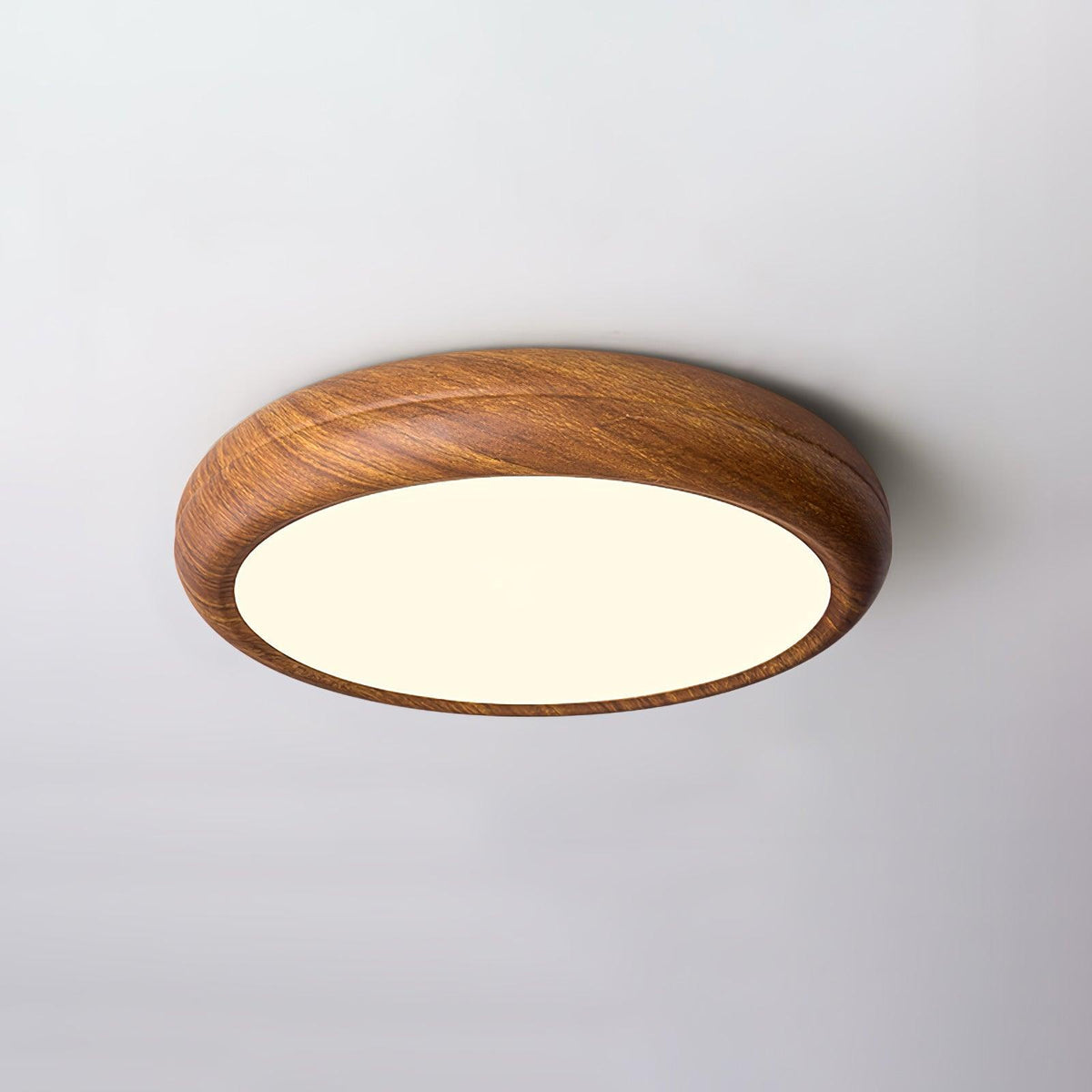 Round Wood-Effect LED Flush Ceiling Light - Arrielight