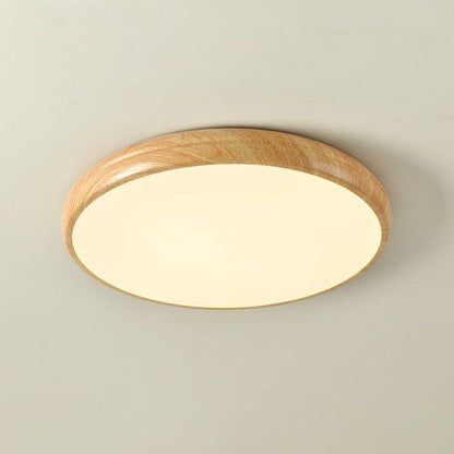 Round Wood-Effect LED Flush Ceiling Light - Arrielight
