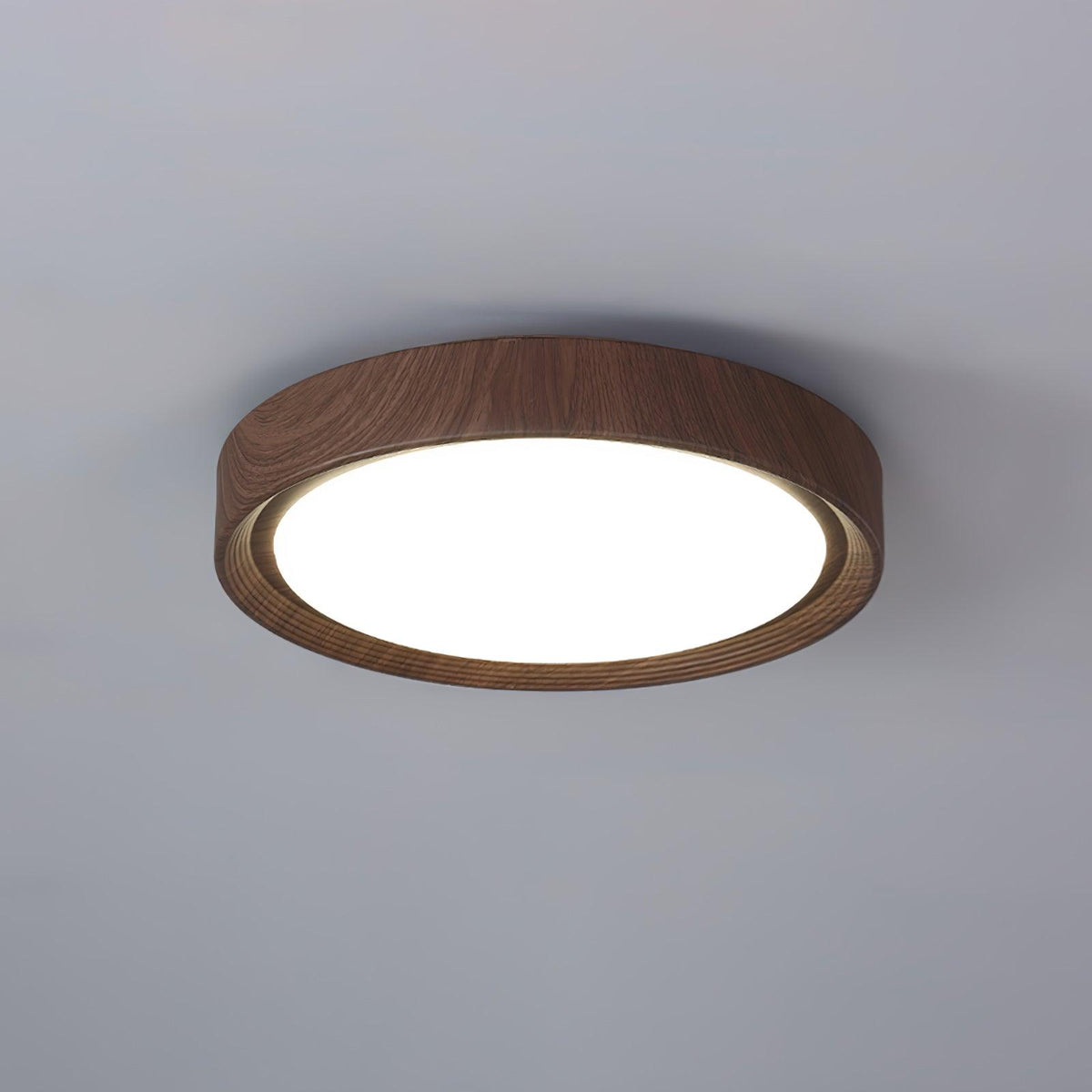 Round Wood-Effect LED Flush Ceiling Light - Arrielight
