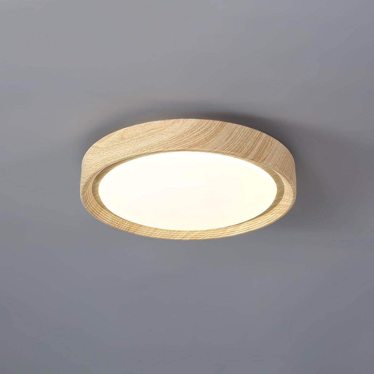 Round Wood-Effect LED Flush Ceiling Light - Arrielight
