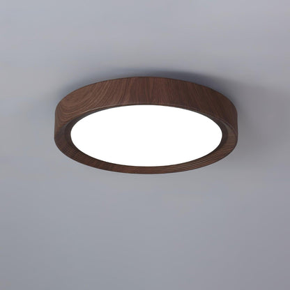 Round Wood-Effect LED Flush Ceiling Light - Arrielight