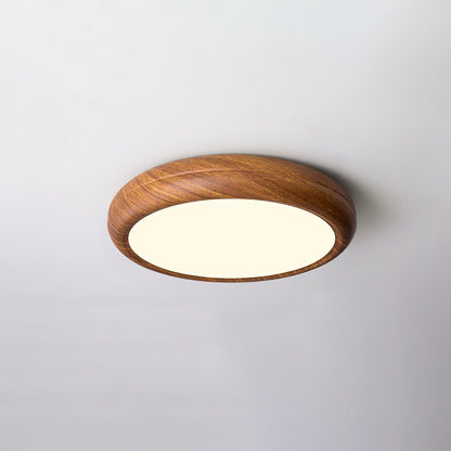 Round Wood-Effect LED Flush Ceiling Light - Arrielight