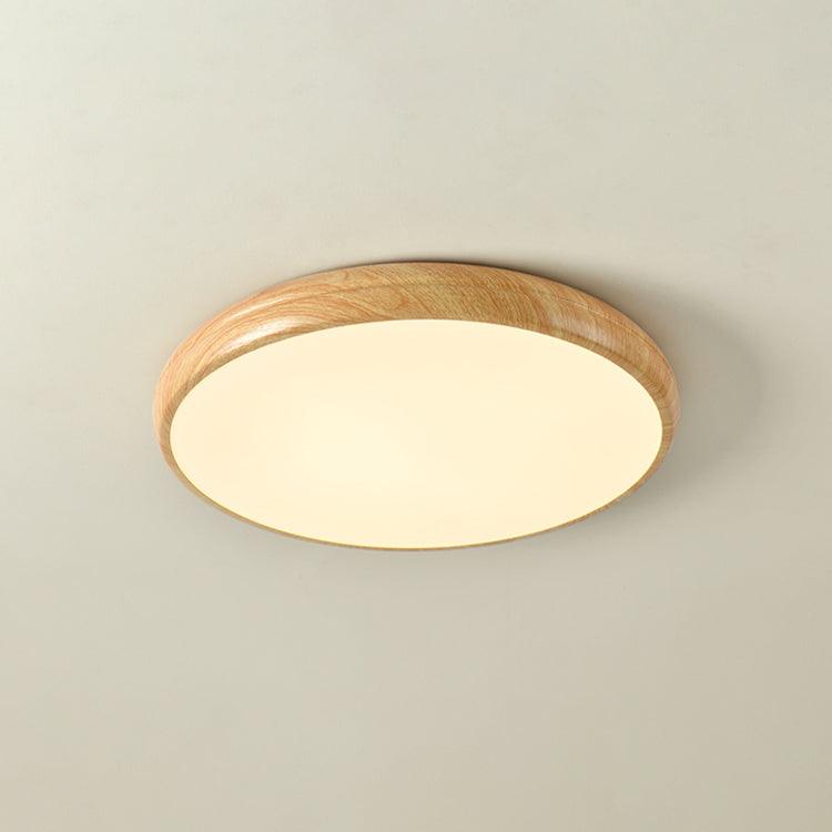 Round Wood-Effect LED Flush Ceiling Light - Arrielight