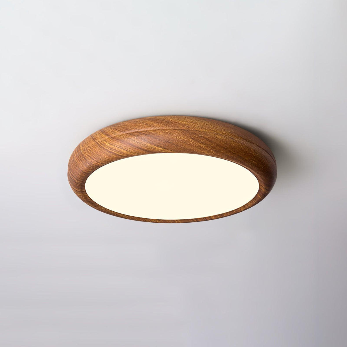 Round Wood-Effect LED Flush Ceiling Light - Arrielight