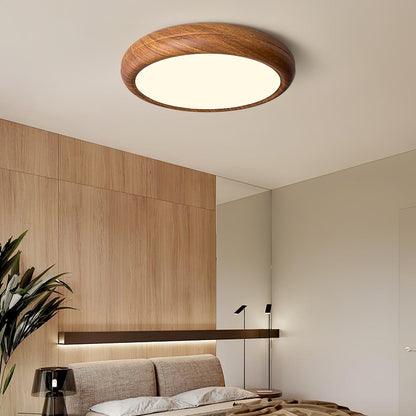 Round Wood-Effect LED Flush Ceiling Light - Arrielight