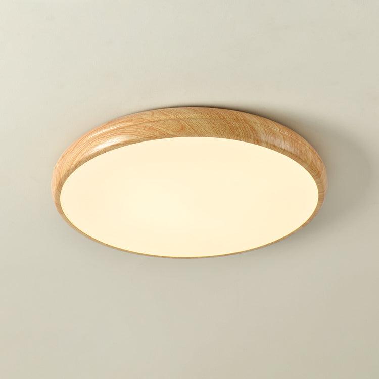 Round Wood-Effect LED Flush Ceiling Light - Arrielight