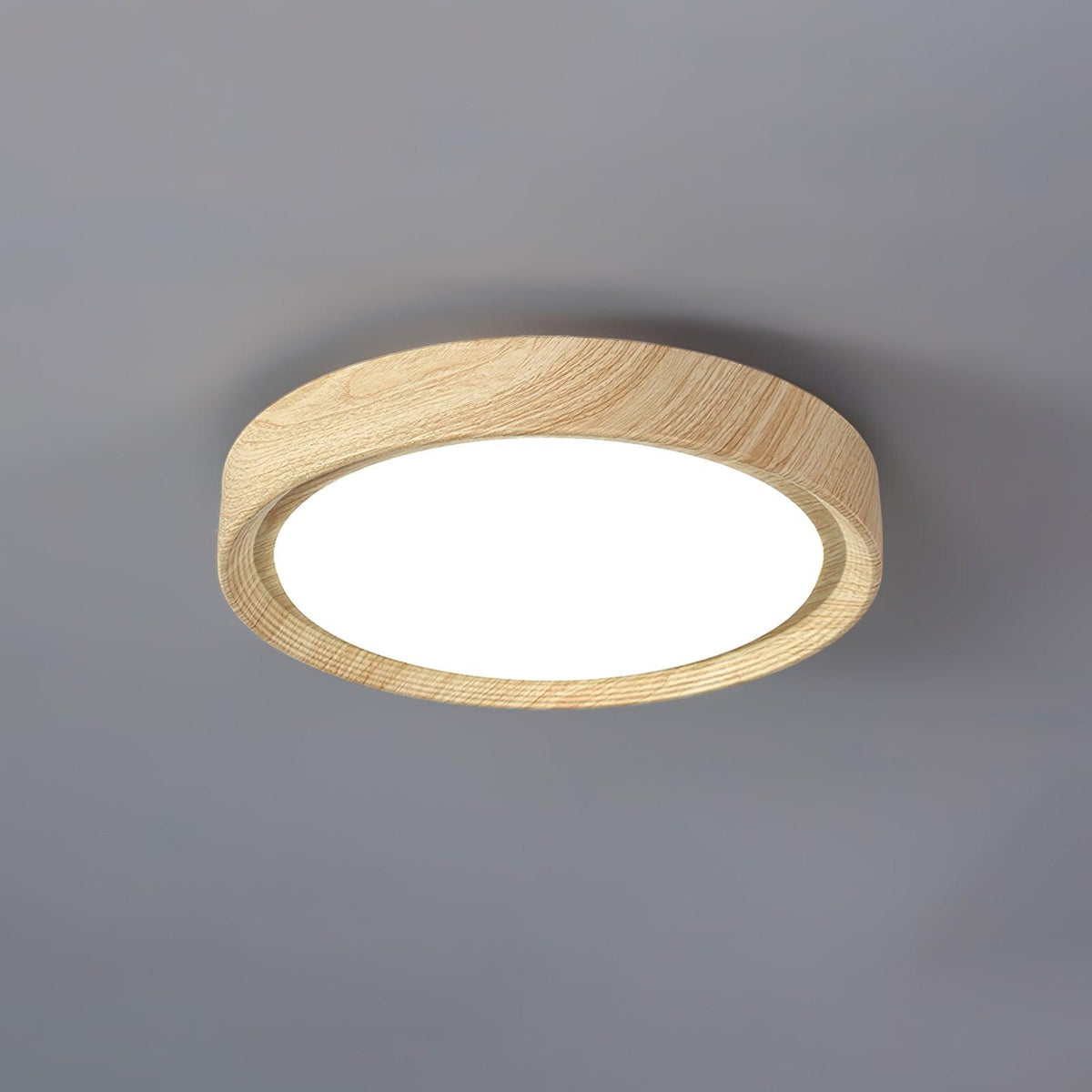 Round Wood-Effect LED Flush Ceiling Light - Arrielight