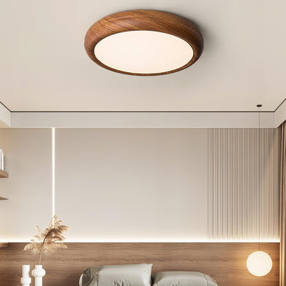 Round Wood-Effect LED Flush Ceiling Light - Arrielight