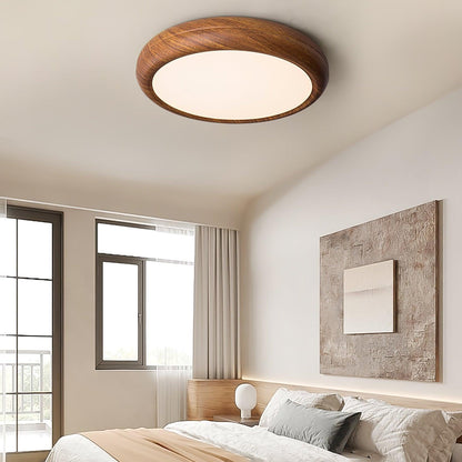 Round Wood-Effect LED Flush Ceiling Light - Arrielight