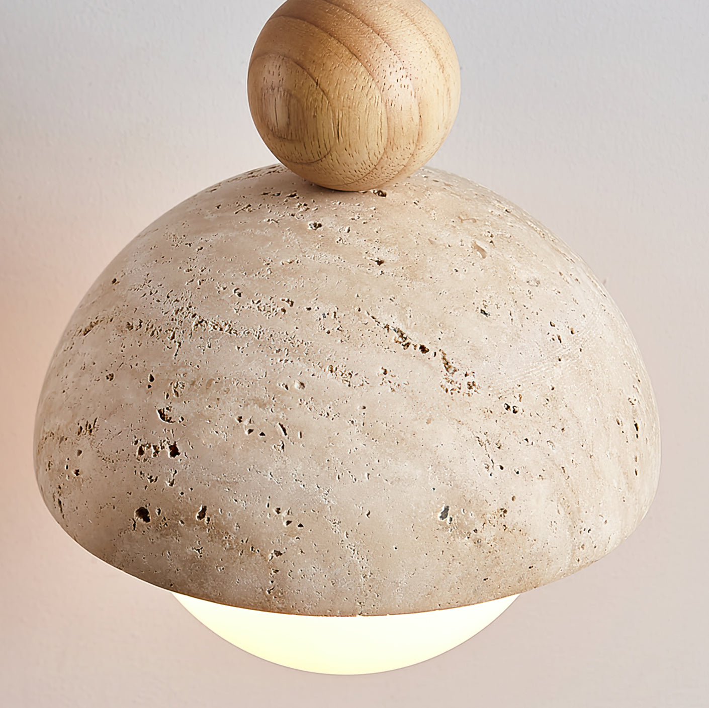 Travertine Dome and Glass Globe Ceiling Pendant - Arrielight