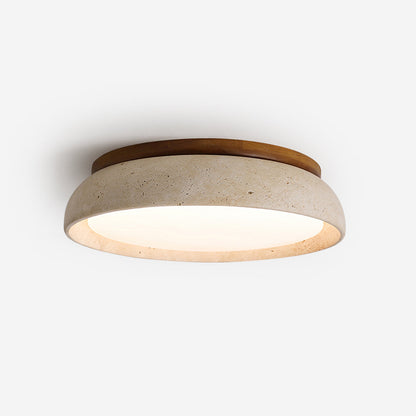 Travertine and Wood Flush Ceiling Light - Arrielight