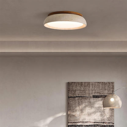 Travertine and Wood Flush Ceiling Light - Arrielight