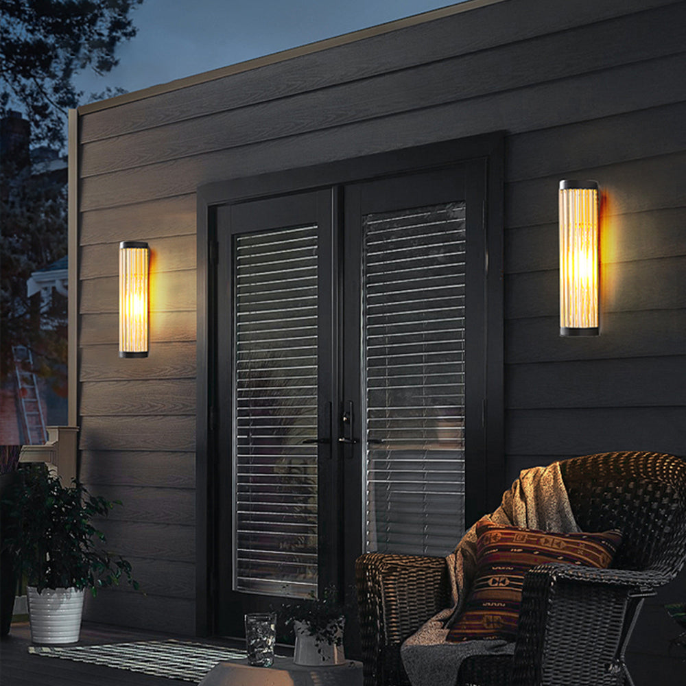 Ribbed Glass Half-Cylinder Outdoor Wall Light - Arrielight