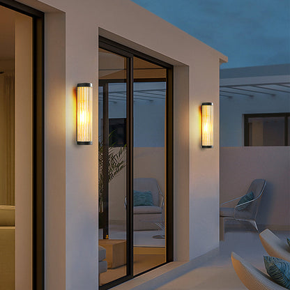 Ribbed Glass Half-Cylinder Outdoor Wall Light - Arrielight