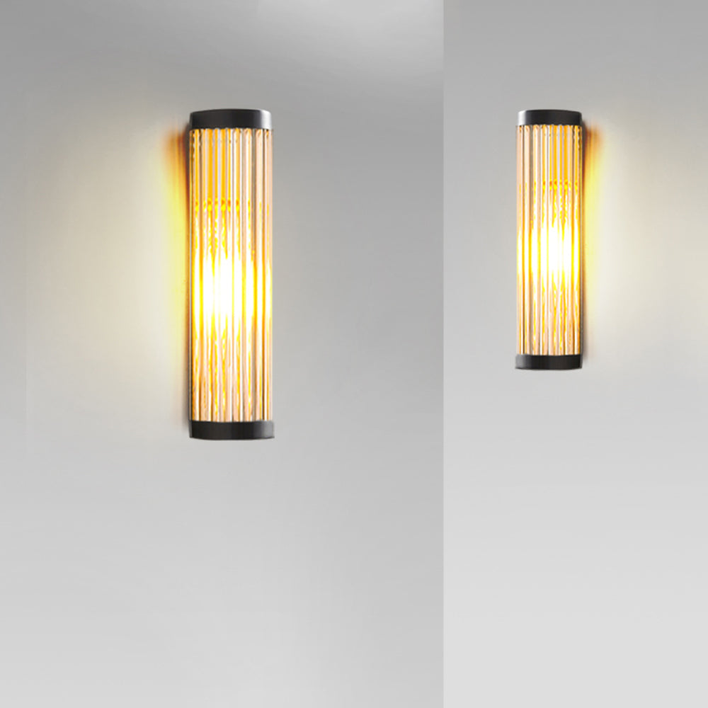 Ribbed Glass Half-Cylinder Outdoor Wall Light - Arrielight