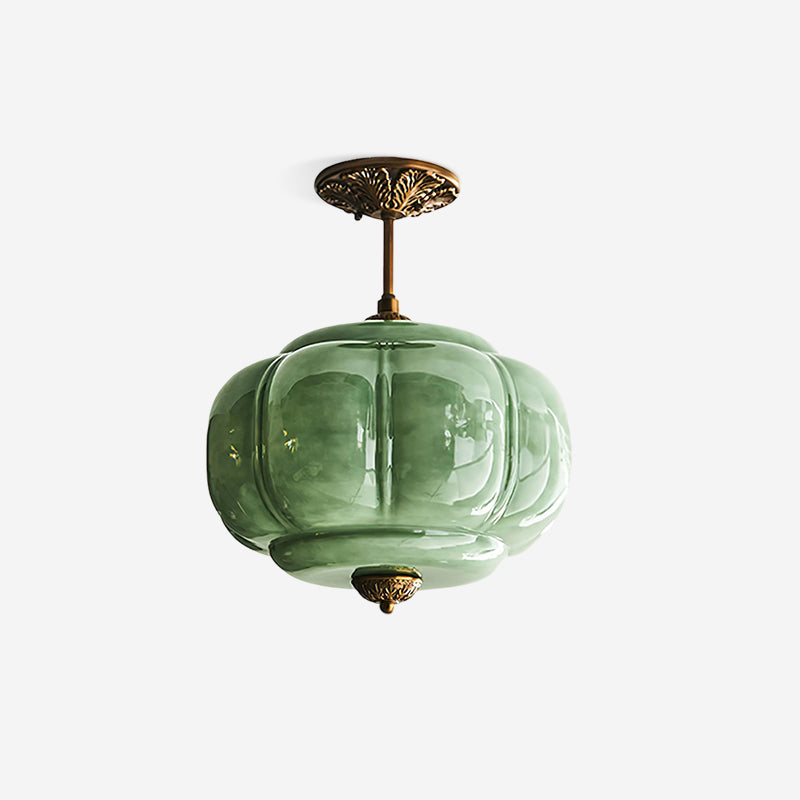 Retro Profiled Glass Semi-Flush Ceiling Light - Arrielight