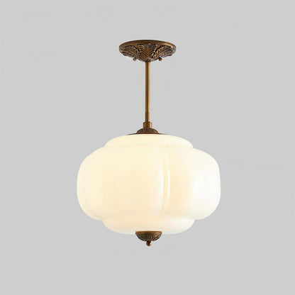 Retro Profiled Glass Semi-Flush Ceiling Light - Arrielight