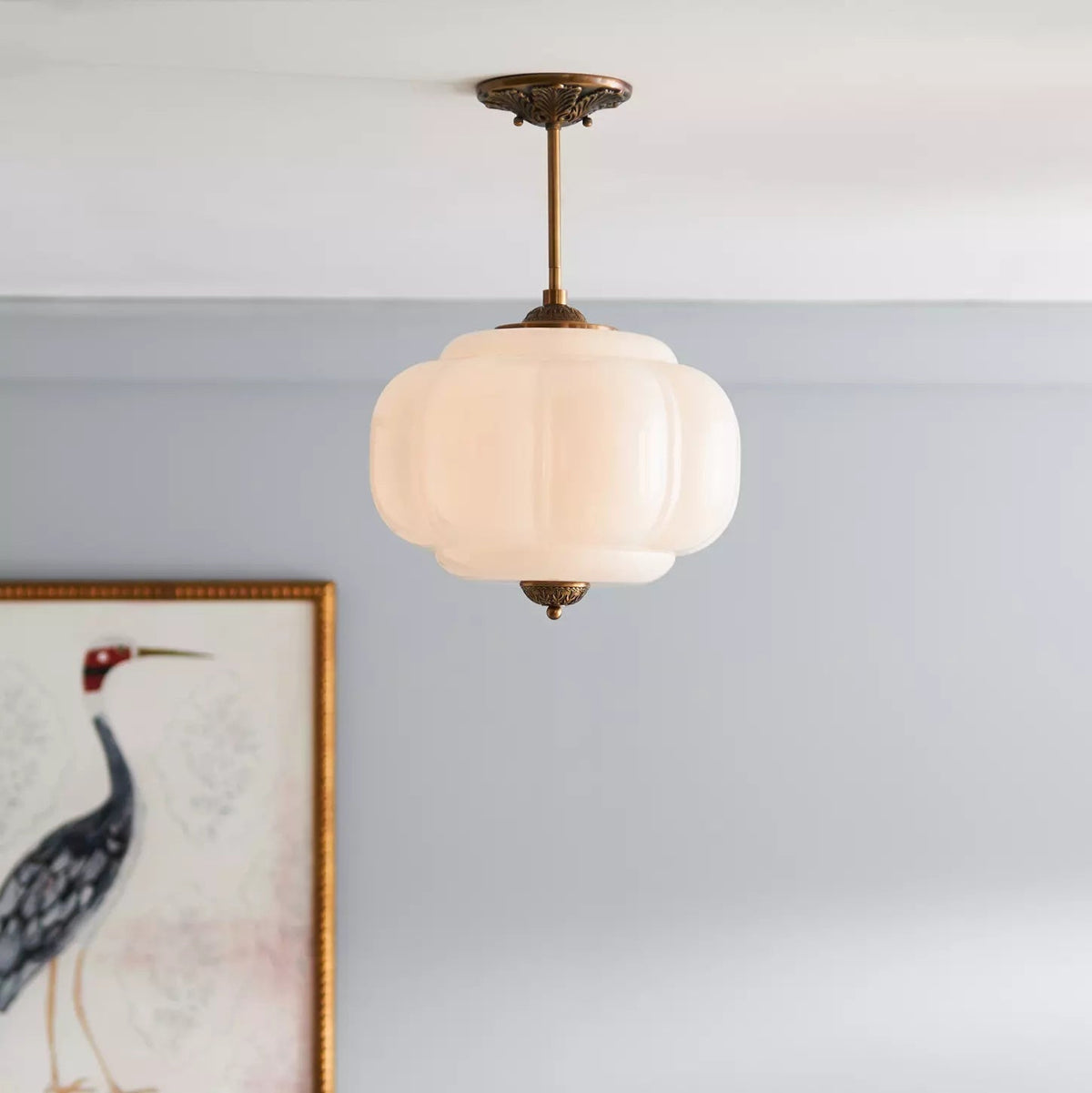 Retro Profiled Glass Semi-Flush Ceiling Light - Arrielight